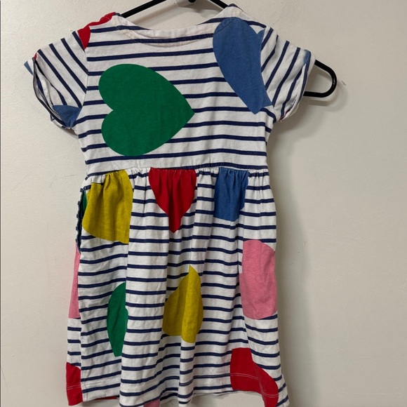 Mini Boden Striped Dress with Colorful Heart Patterns - Picture 3 of 3